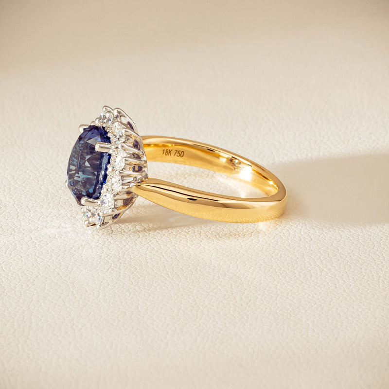 18ct Yellow Gold 2.53ct Sapphire & Diamond Belle Ring - Ring - Walker & Hall