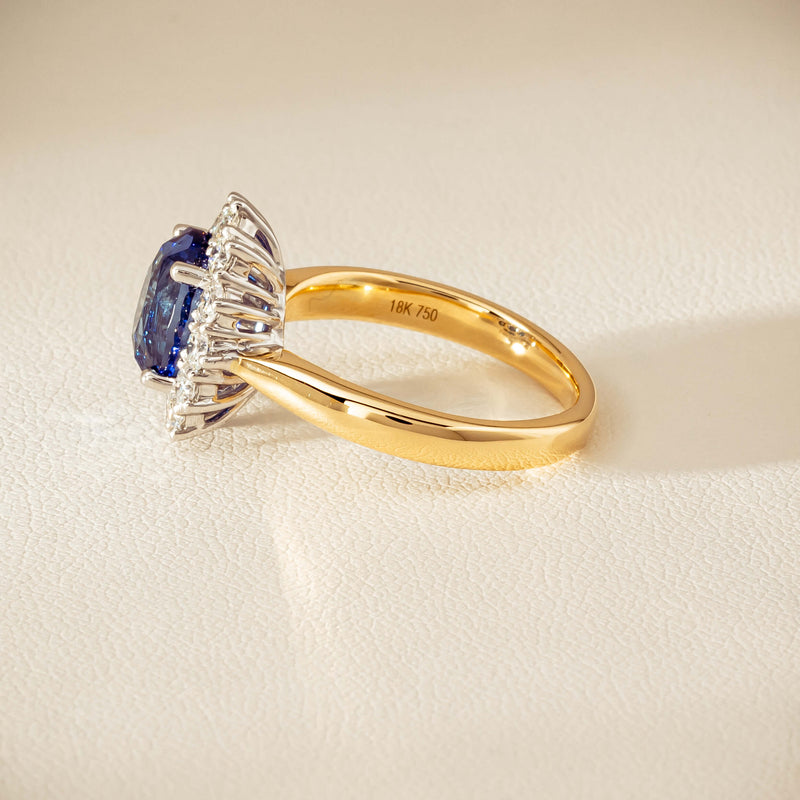 18ct Yellow Gold 2.53ct Sapphire & Diamond Belle Ring - Ring - Walker & Hall