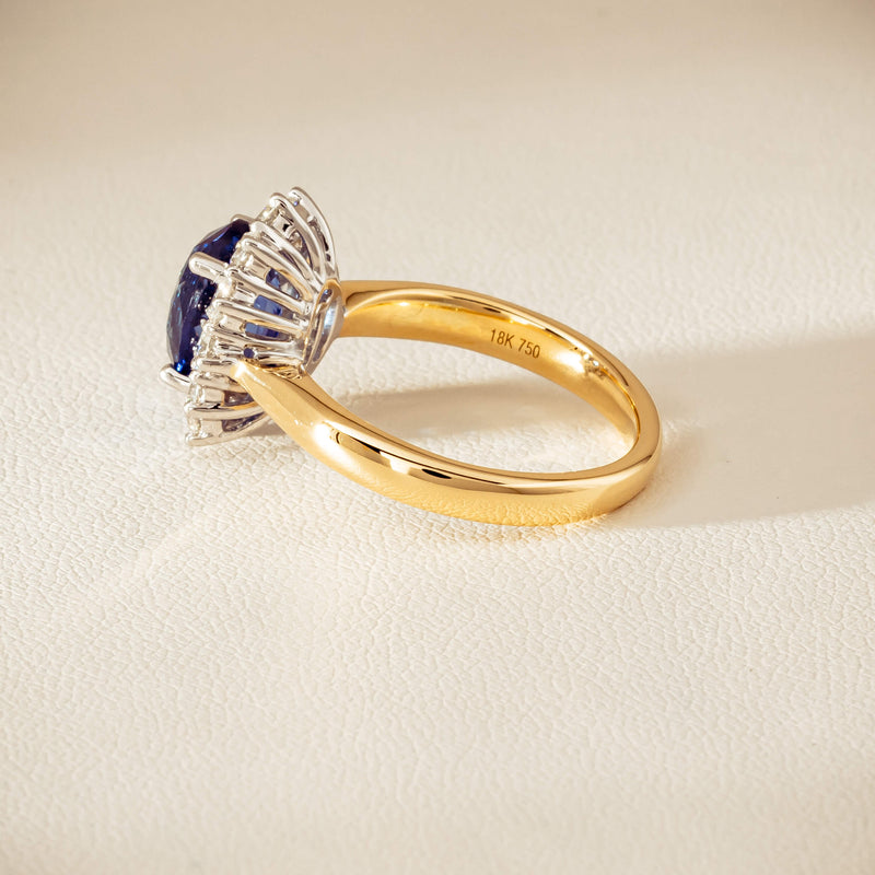 18ct Yellow Gold 2.53ct Sapphire & Diamond Belle Ring - Ring - Walker & Hall