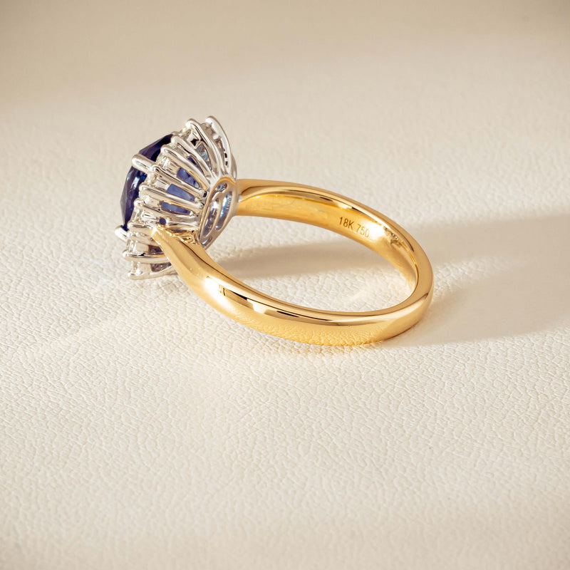 18ct Yellow Gold 2.53ct Sapphire & Diamond Belle Ring - Ring - Walker & Hall
