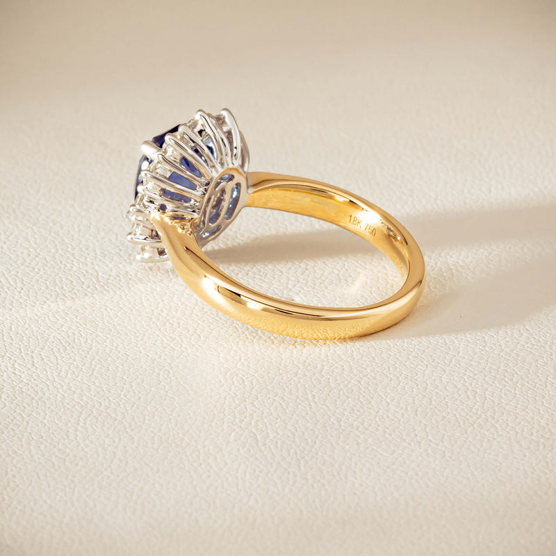 18ct Yellow Gold 2.53ct Sapphire & Diamond Belle Ring - Ring - Walker & Hall