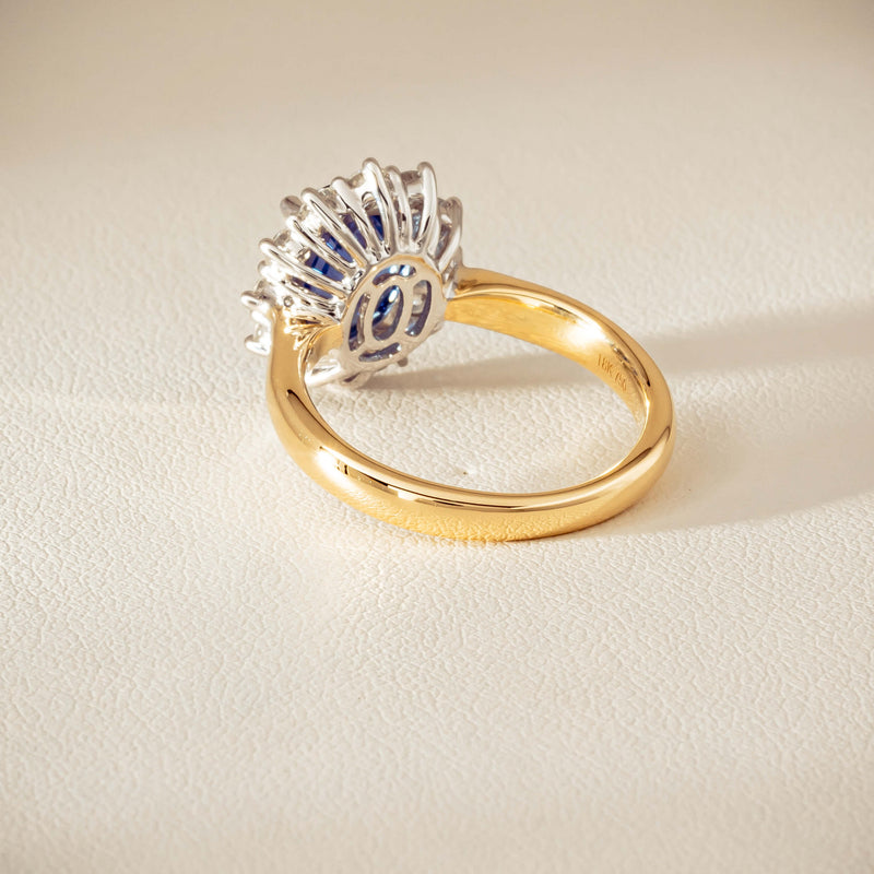 18ct Yellow Gold 2.53ct Sapphire & Diamond Belle Ring - Ring - Walker & Hall