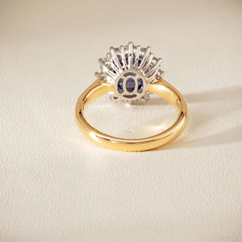 18ct Yellow Gold 2.53ct Sapphire & Diamond Belle Ring - Ring - Walker & Hall