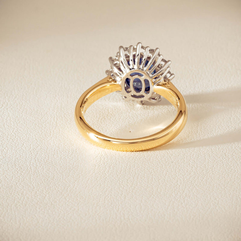 18ct Yellow Gold 2.53ct Sapphire & Diamond Belle Ring - Ring - Walker & Hall