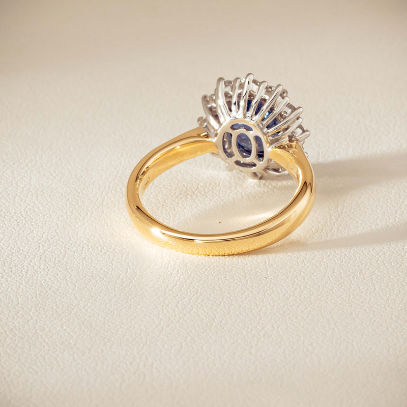 18ct Yellow Gold 2.53ct Sapphire & Diamond Belle Ring - Ring - Walker & Hall