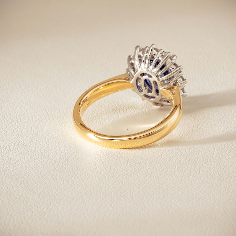 18ct Yellow Gold 2.53ct Sapphire & Diamond Belle Ring - Ring - Walker & Hall