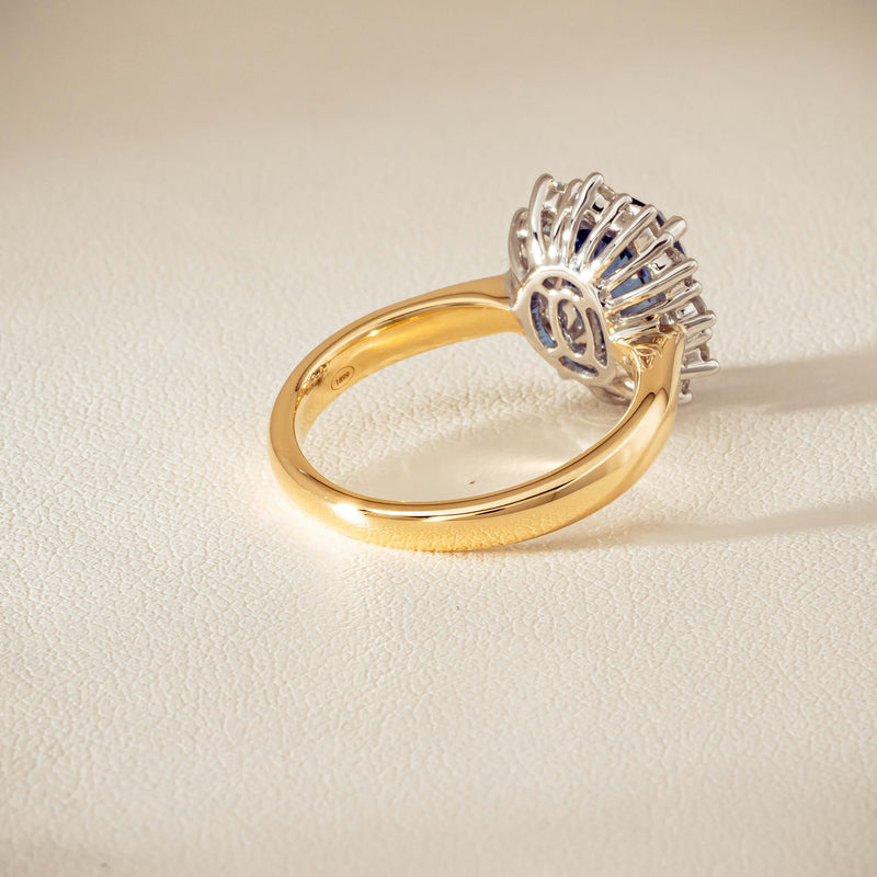 18ct Yellow Gold 2.53ct Sapphire & Diamond Belle Ring - Ring - Walker & Hall