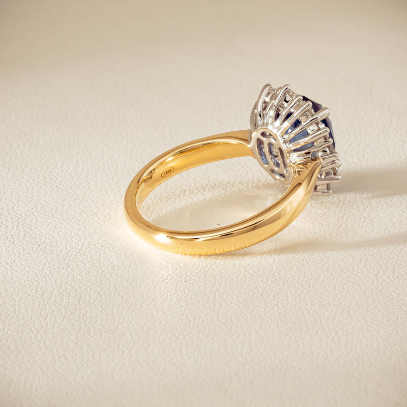 18ct Yellow Gold 2.53ct Sapphire & Diamond Belle Ring - Ring - Walker & Hall