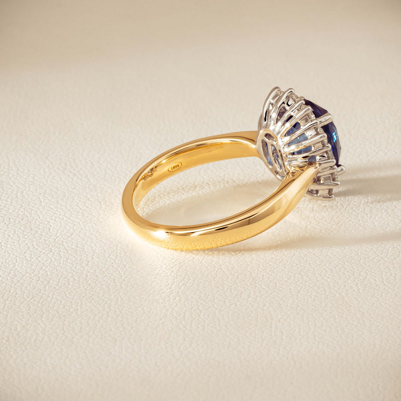 18ct Yellow Gold 2.53ct Sapphire & Diamond Belle Ring - Ring - Walker & Hall