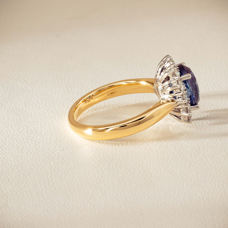18ct Yellow Gold 2.53ct Sapphire & Diamond Belle Ring - Ring - Walker & Hall