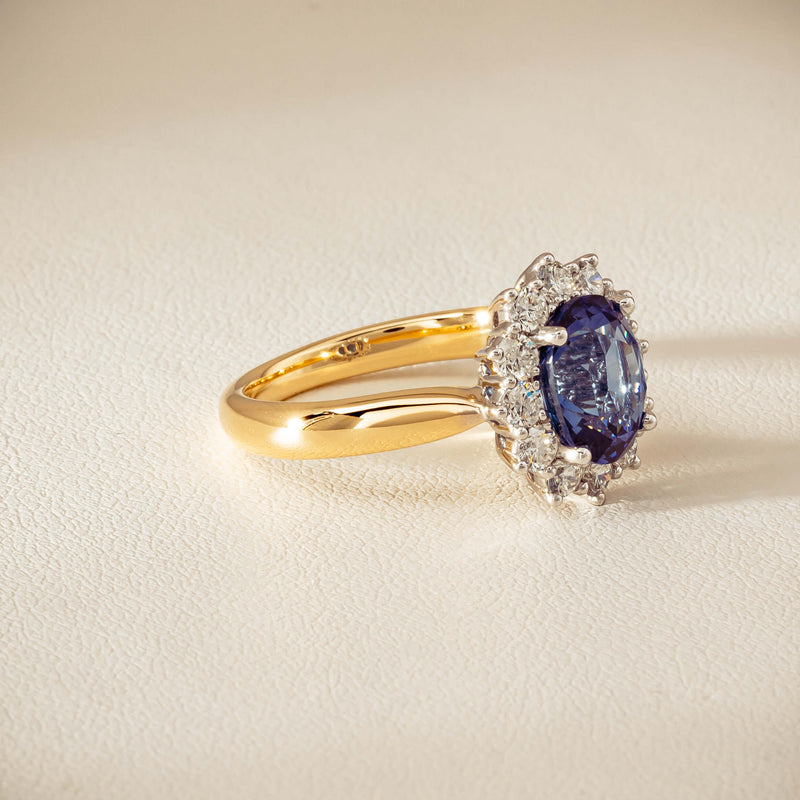 18ct Yellow Gold 2.53ct Sapphire & Diamond Belle Ring - Ring - Walker & Hall