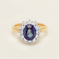 18ct Yellow Gold 2.53ct Sapphire & Diamond Belle Ring - Ring - Walker & Hall