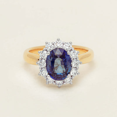 18ct Yellow Gold 2.53ct Sapphire & Diamond Belle Ring - Ring - Walker & Hall