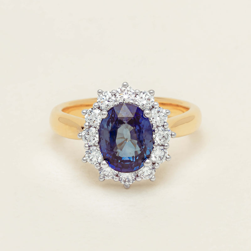 18ct Yellow Gold 2.53ct Sapphire & Diamond Belle Ring - Ring - Walker & Hall