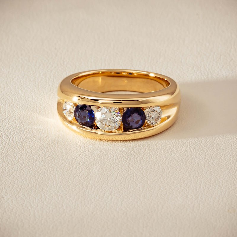 18ct Yellow Gold Sapphire & Diamond Eugenie Ring - Ring - Walker & Hall