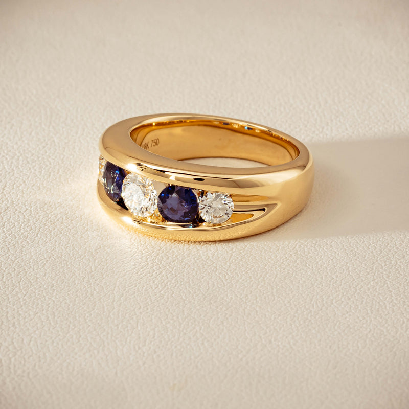 18ct Yellow Gold Sapphire & Diamond Eugenie Ring - Ring - Walker & Hall
