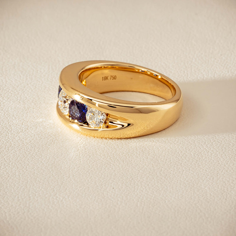 18ct Yellow Gold Sapphire & Diamond Eugenie Ring - Ring - Walker & Hall