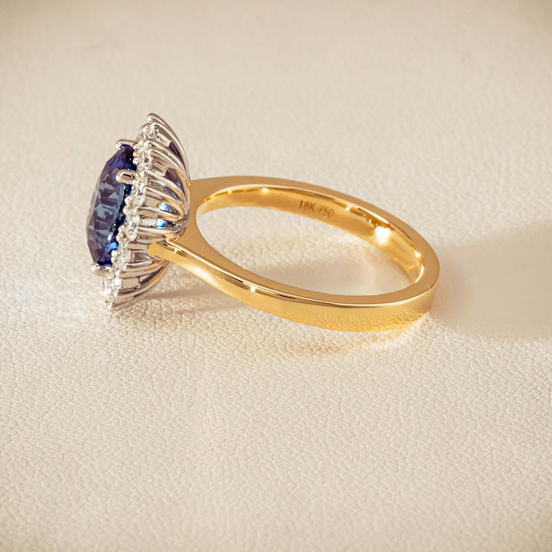 18ct Yellow Gold 3.60ct Sapphire & Diamond Belle Ring - Ring - Walker & Hall
