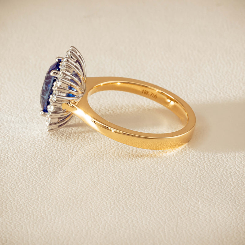 18ct Yellow Gold 3.60ct Sapphire & Diamond Belle Ring - Ring - Walker & Hall