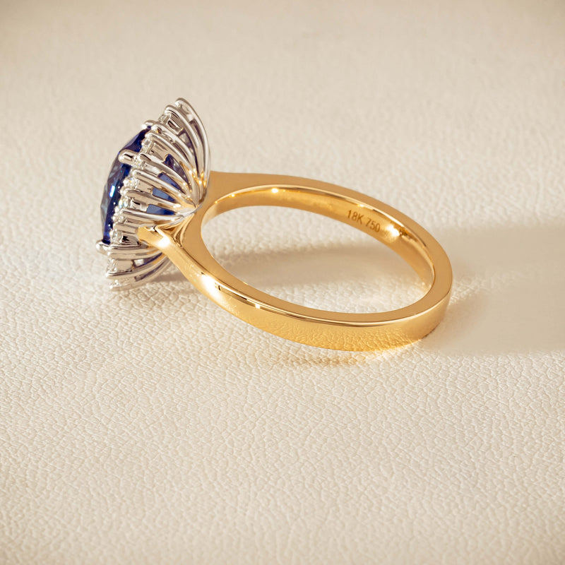 18ct Yellow Gold 3.60ct Sapphire & Diamond Belle Ring - Ring - Walker & Hall