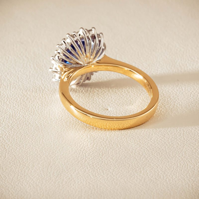 18ct Yellow Gold 3.60ct Sapphire & Diamond Belle Ring - Ring - Walker & Hall