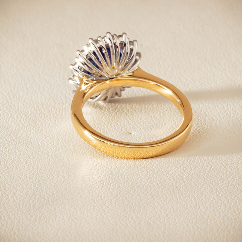18ct Yellow Gold 3.60ct Sapphire & Diamond Belle Ring - Ring - Walker & Hall