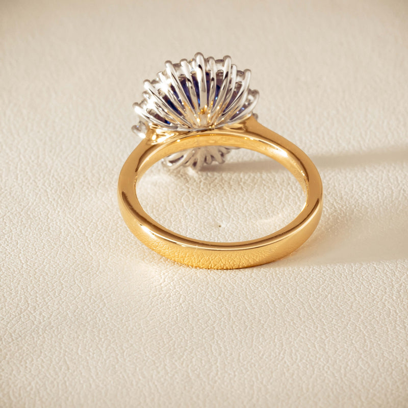 18ct Yellow Gold 3.60ct Sapphire & Diamond Belle Ring - Ring - Walker & Hall