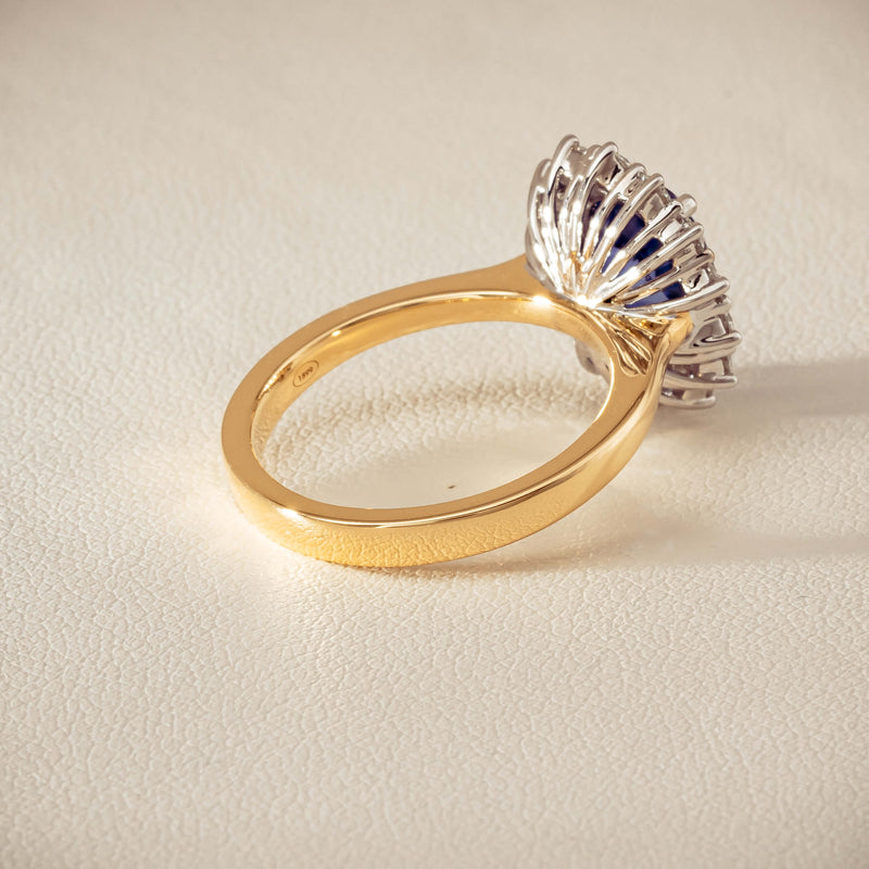 18ct Yellow Gold 3.60ct Sapphire & Diamond Belle Ring - Ring - Walker & Hall