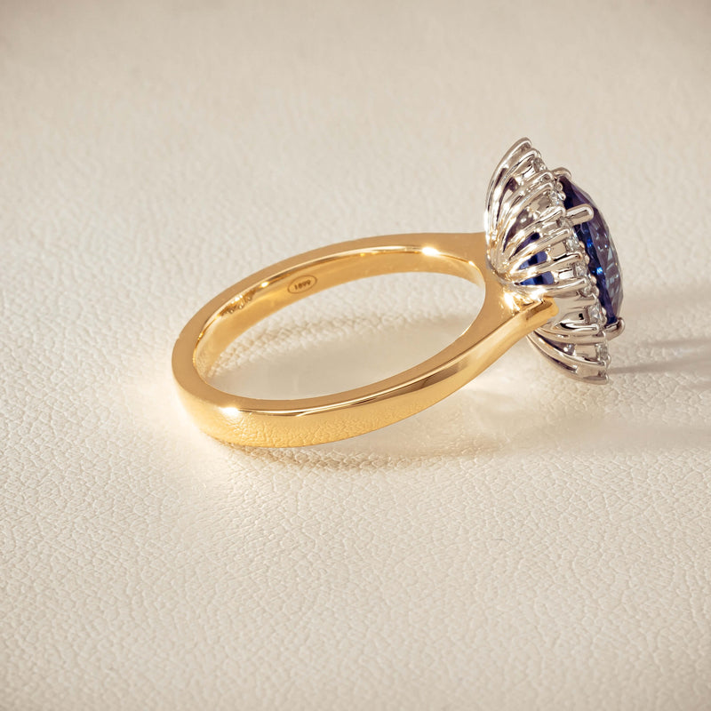 18ct Yellow Gold 3.60ct Sapphire & Diamond Belle Ring - Ring - Walker & Hall
