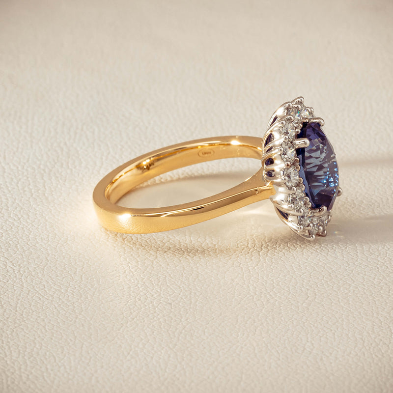 18ct Yellow Gold 3.60ct Sapphire & Diamond Belle Ring - Ring - Walker & Hall