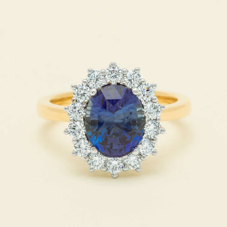 18ct Yellow Gold 3.60ct Sapphire & Diamond Belle Ring - Ring - Walker & Hall