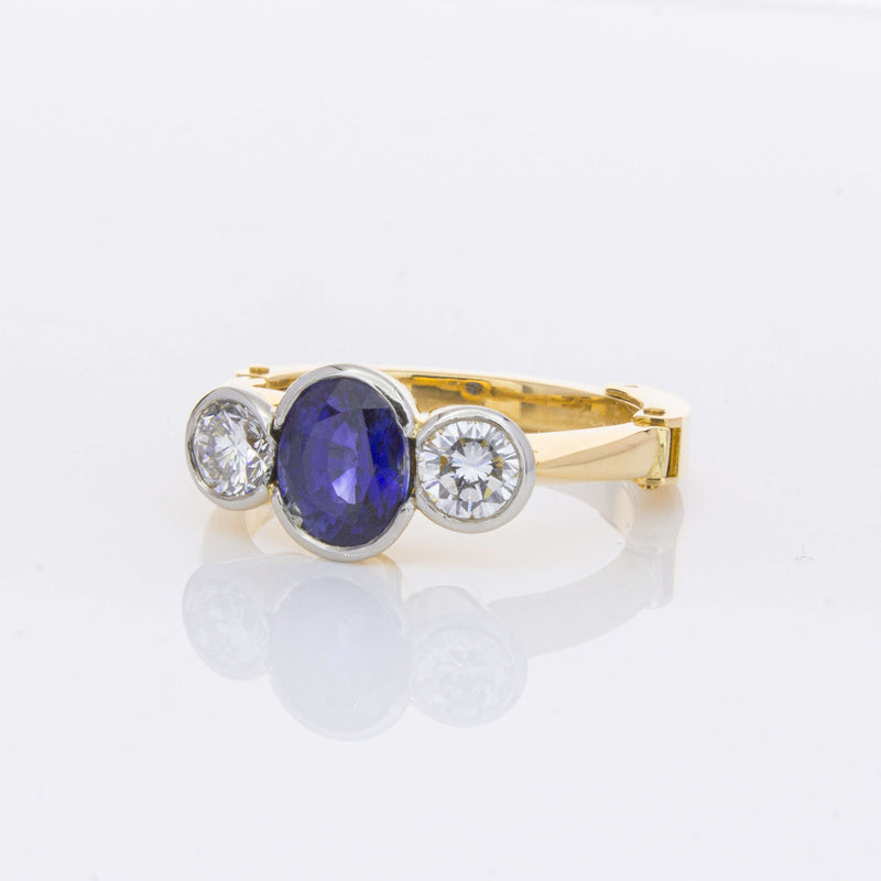 Deja Vu 18ct Yellow Gold 1.50ct Sapphire & Diamond Ring-Ring-Walker & Hall
