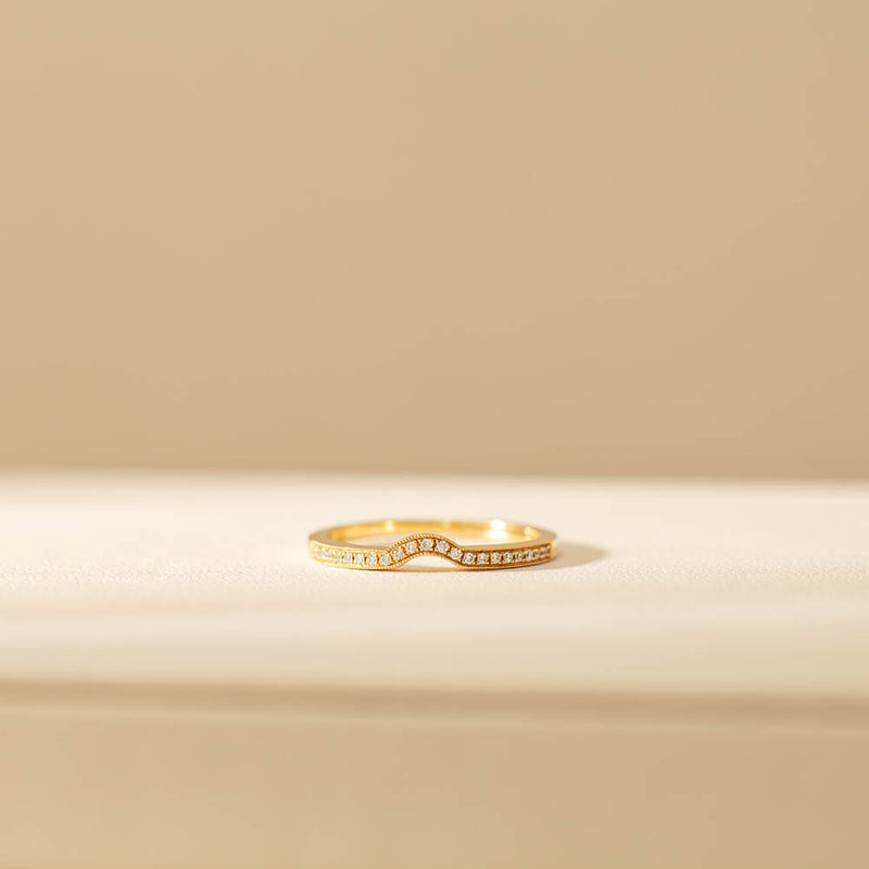 18ct Yellow Gold .08ct Diamond Eiffel Band-Ring-Walker & Hall