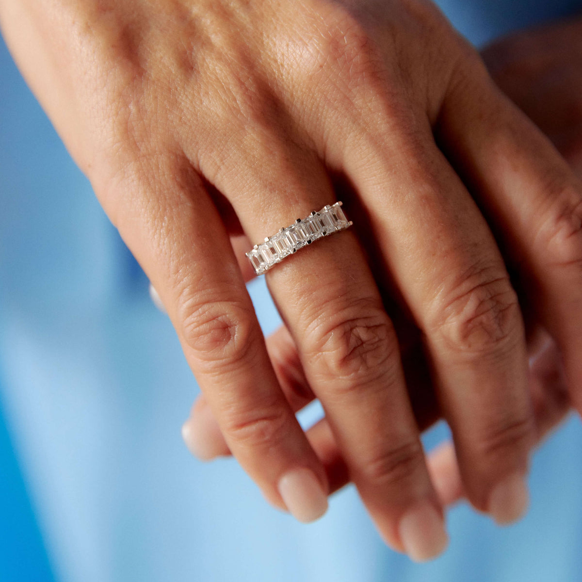 Model wearing diamond Asra Ring
