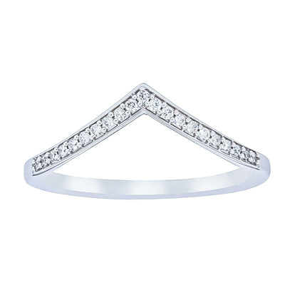 14ct White Gold Diamond Chevron Band-Ring-Walker & Hall