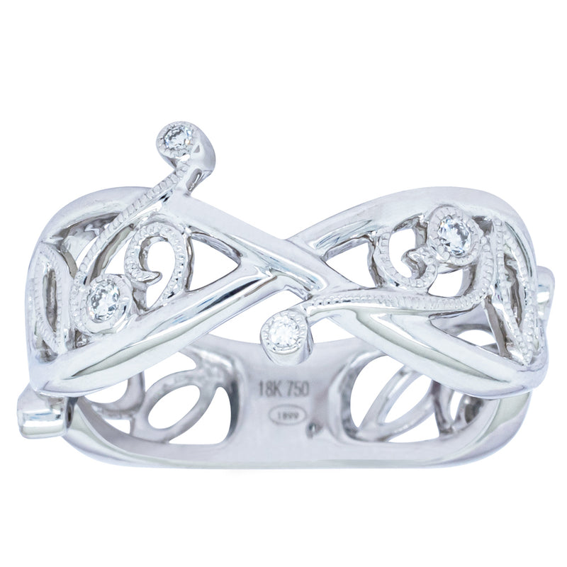 18ct White Gold Diamond Band-Ring-Walker & Hall