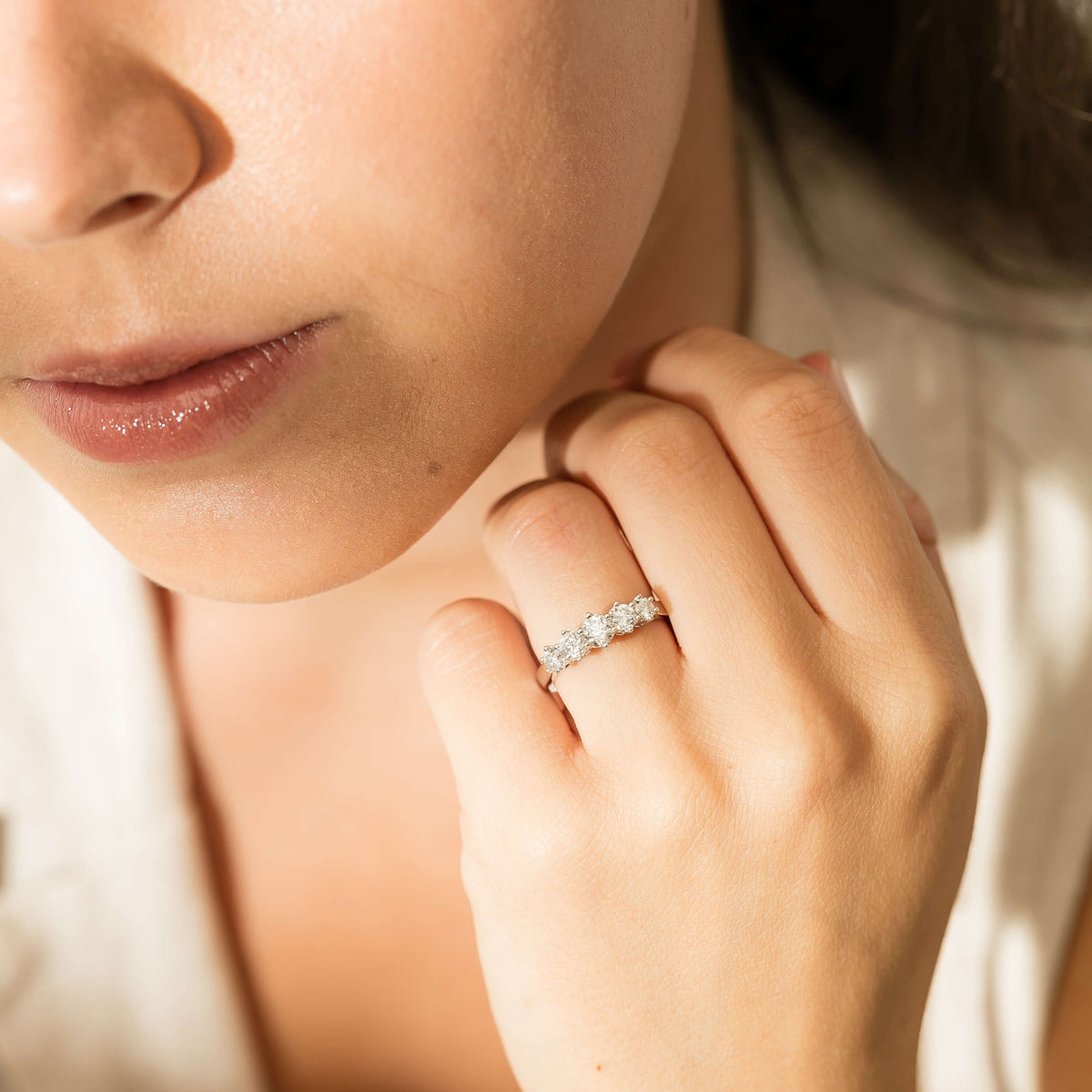 Model wearing Diamond Monarch Ring