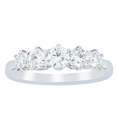 18ct White Gold .80ct Diamond Pentagon Ring-Ring-Walker & Hall