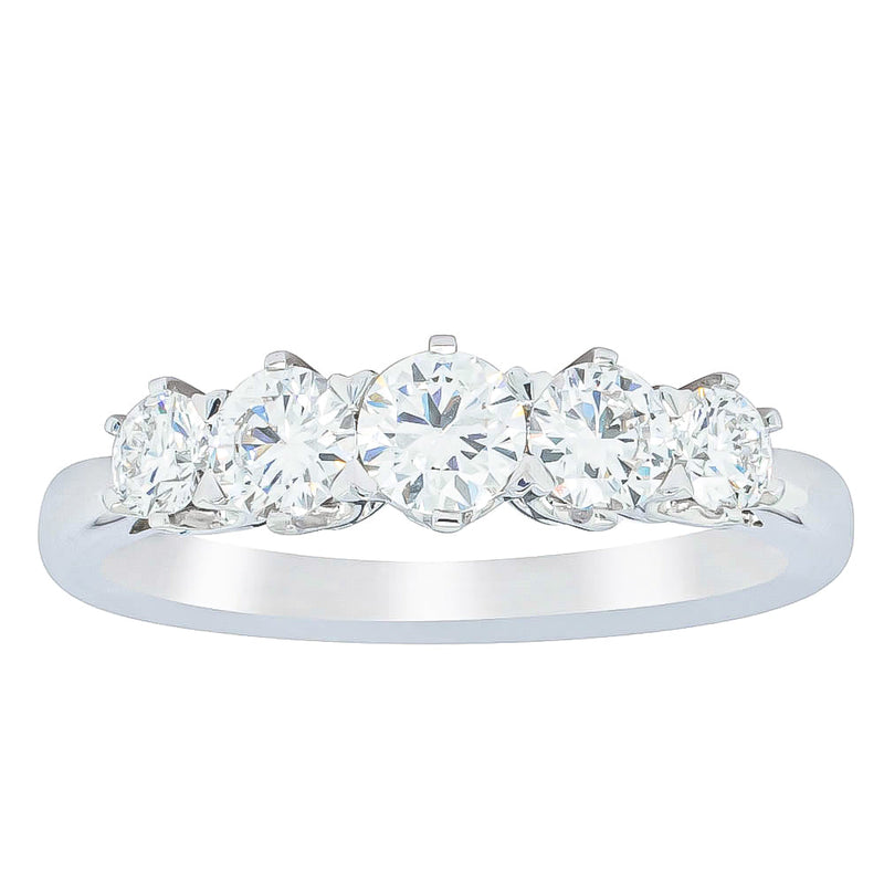 18ct White Gold .80ct Diamond Pentagon Ring-Ring-Walker & Hall