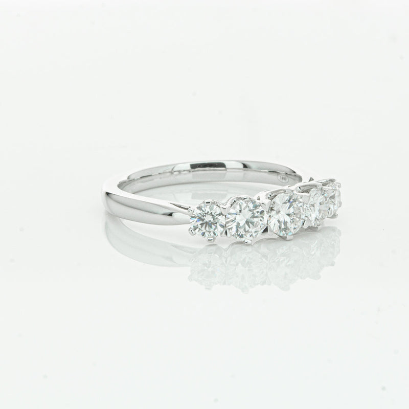 18ct White Gold .80ct Diamond Pentagon Ring-Ring-Walker & Hall
