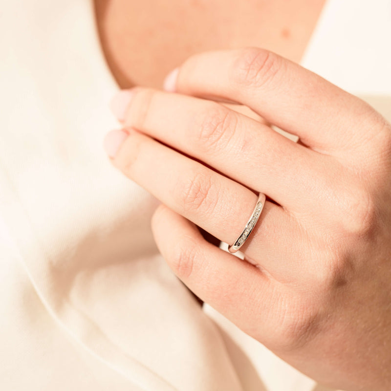 18ct White Gold .09ct Diamond Eternity Ring-Ring-Walker & Hall