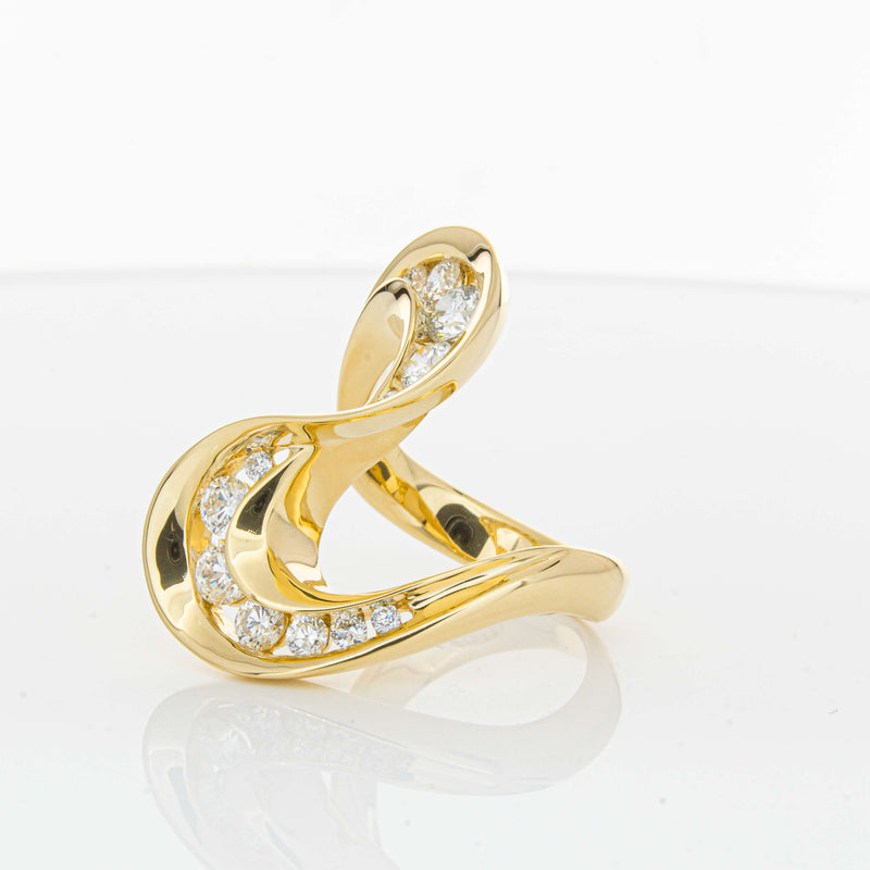 18ct Yellow Gold Diamond Flamenco Ring-Ring-Walker & Hall