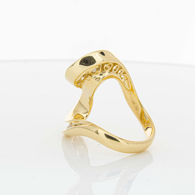 18ct Yellow Gold Diamond Flamenco Ring-Ring-Walker & Hall