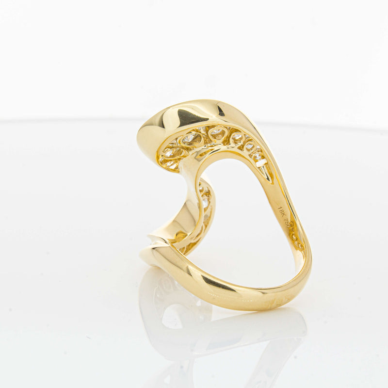 18ct Yellow Gold Diamond Flamenco Ring-Ring-Walker & Hall