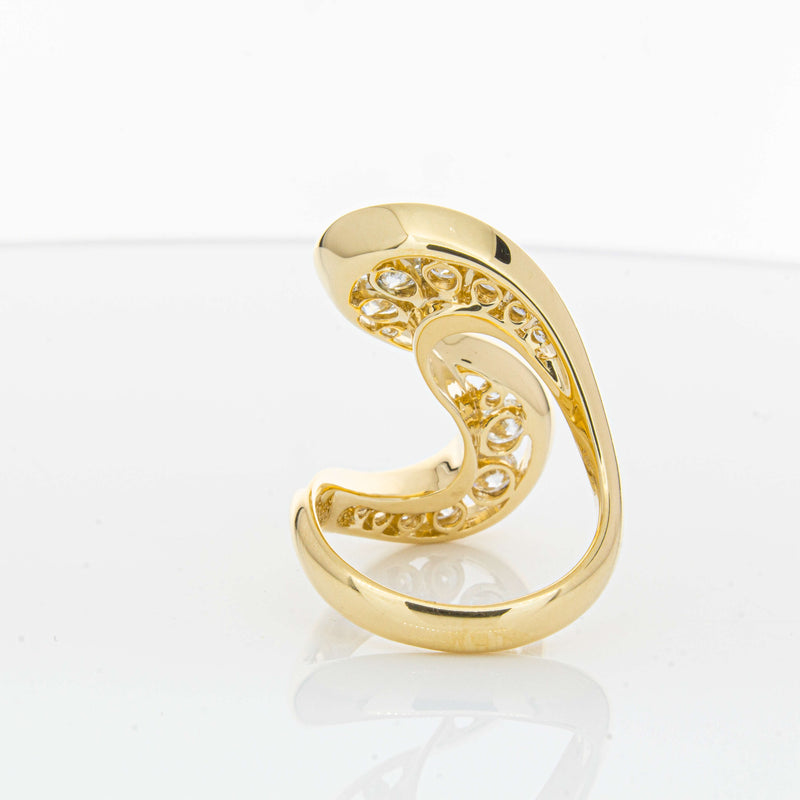 18ct Yellow Gold Diamond Flamenco Ring-Ring-Walker & Hall