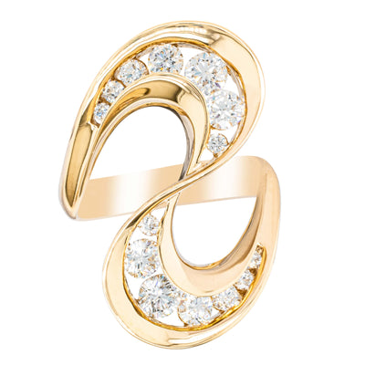 18ct Yellow Gold Diamond Flamenco Ring-Ring-Walker & Hall