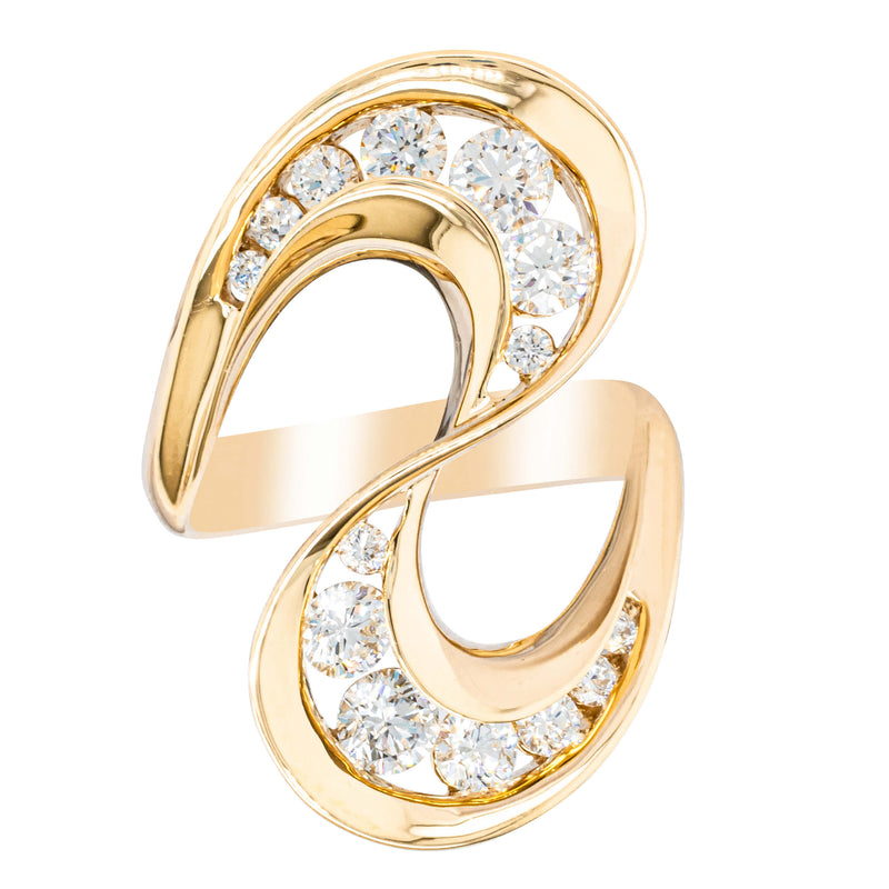 18ct Yellow Gold Diamond Flamenco Ring-Ring-Walker & Hall
