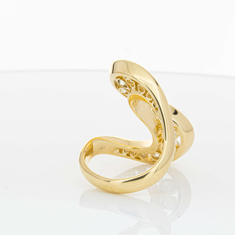 18ct Yellow Gold Diamond Flamenco Ring-Ring-Walker & Hall