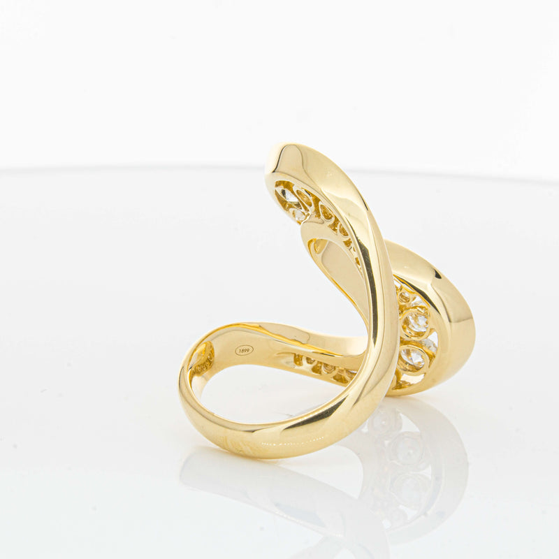 18ct Yellow Gold Diamond Flamenco Ring-Ring-Walker & Hall