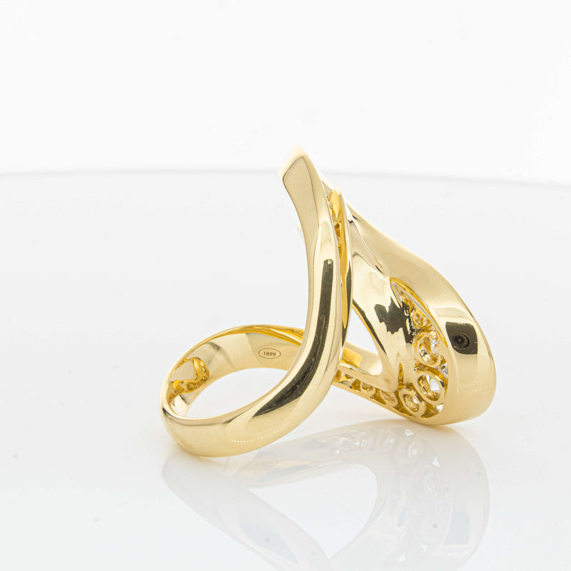 18ct Yellow Gold Diamond Flamenco Ring-Ring-Walker & Hall